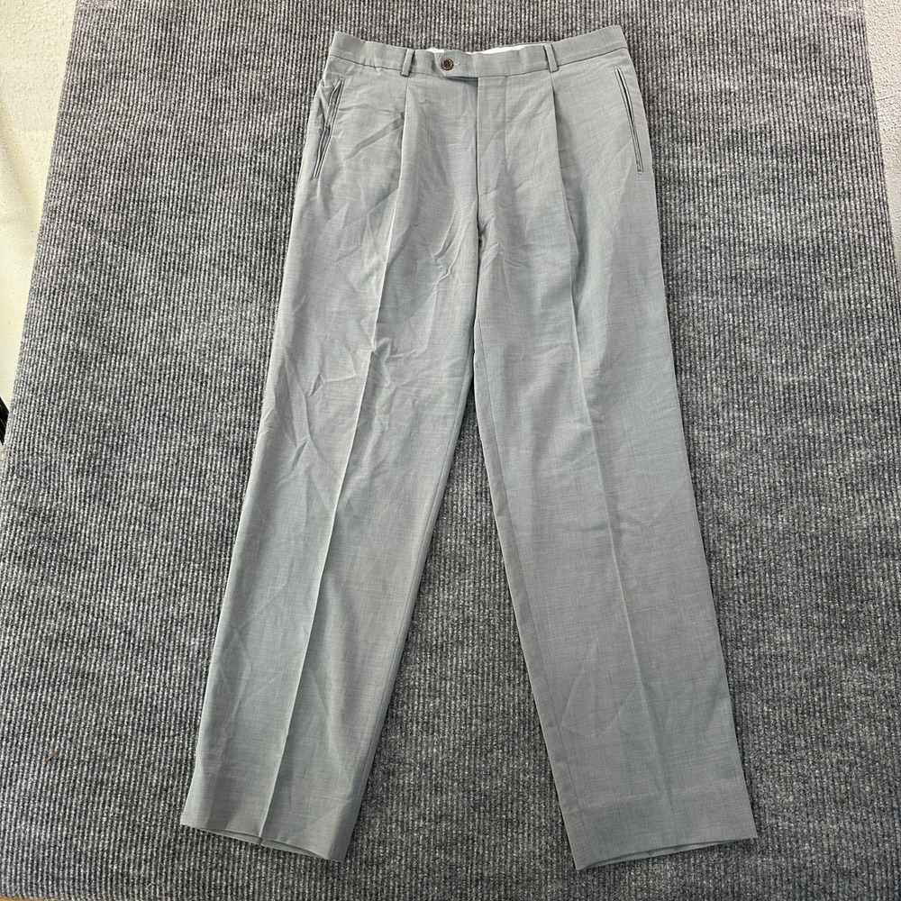 Hugo Boss Womens Einstein Sigma Dress Pants 12 Gray 100% Virgin Wool Pleated